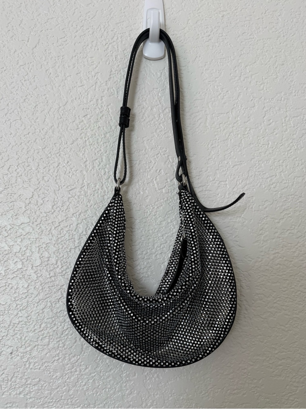 ZARA Black Crystal Mesh Shoulder Bag